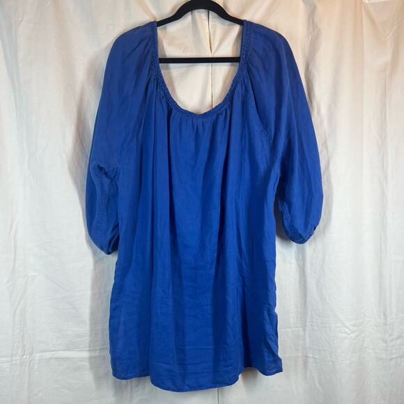 Lauren Ralph Lauren 100% Linen Balloon 3/4 Sleeve peasant Tunic blouse  / dress - Picture 2 of 7